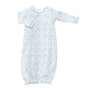 Blue Scallop gown featuring charming and playful prints.