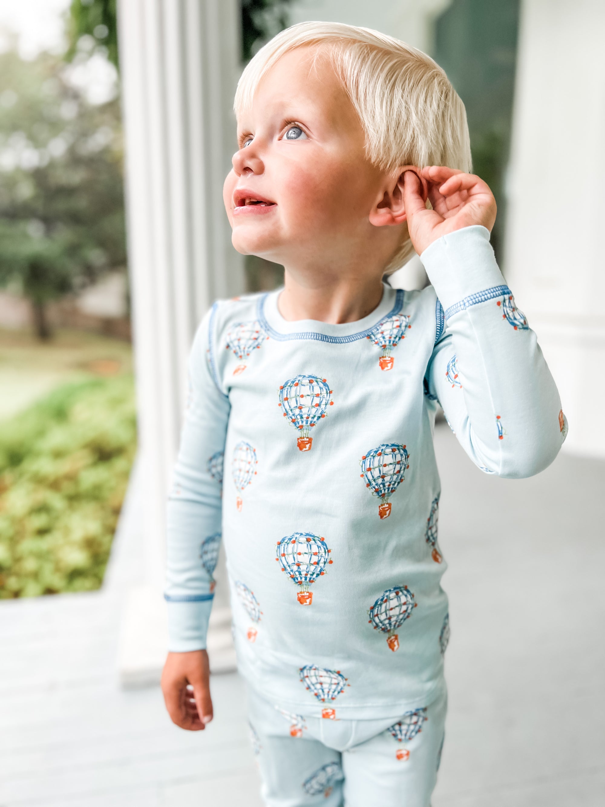 Little Boy Wearing Heyward House 2 piece Pajama