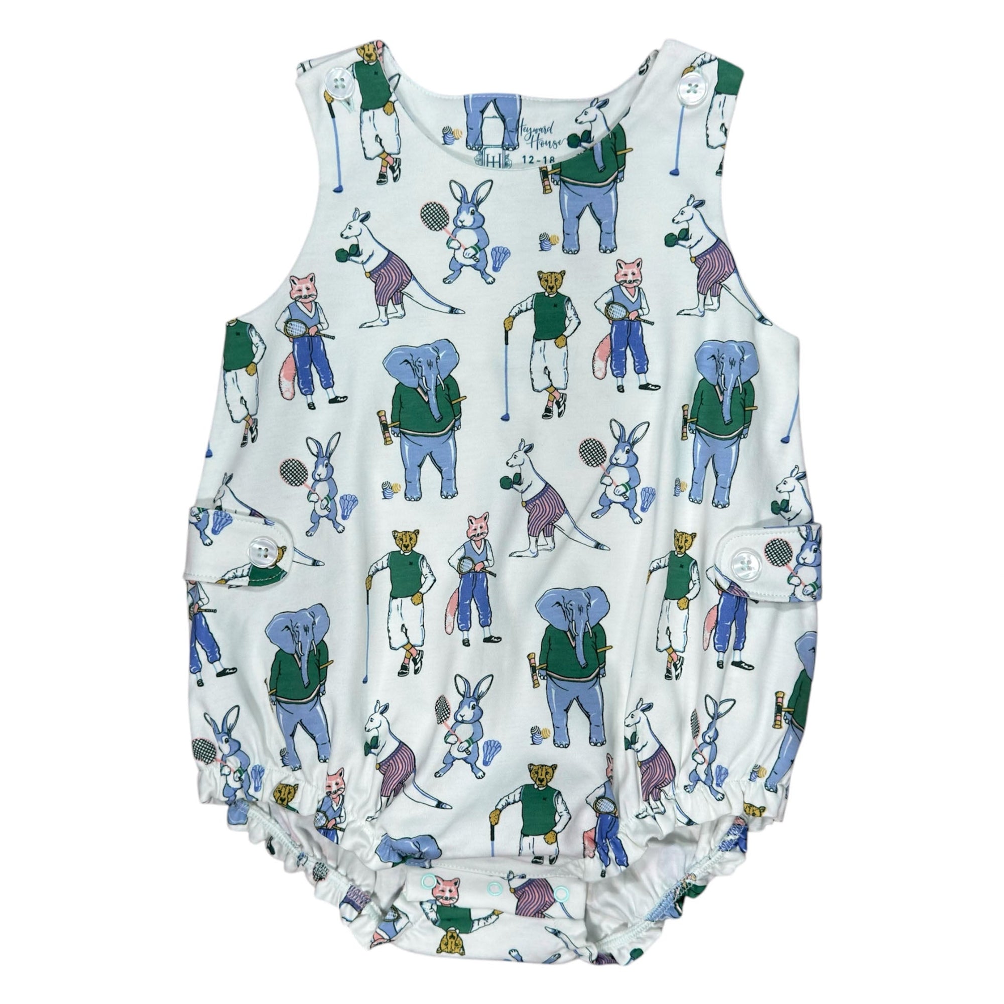 Athletic Animal Club boy sleeveless bubble featuring charming and playful prints.