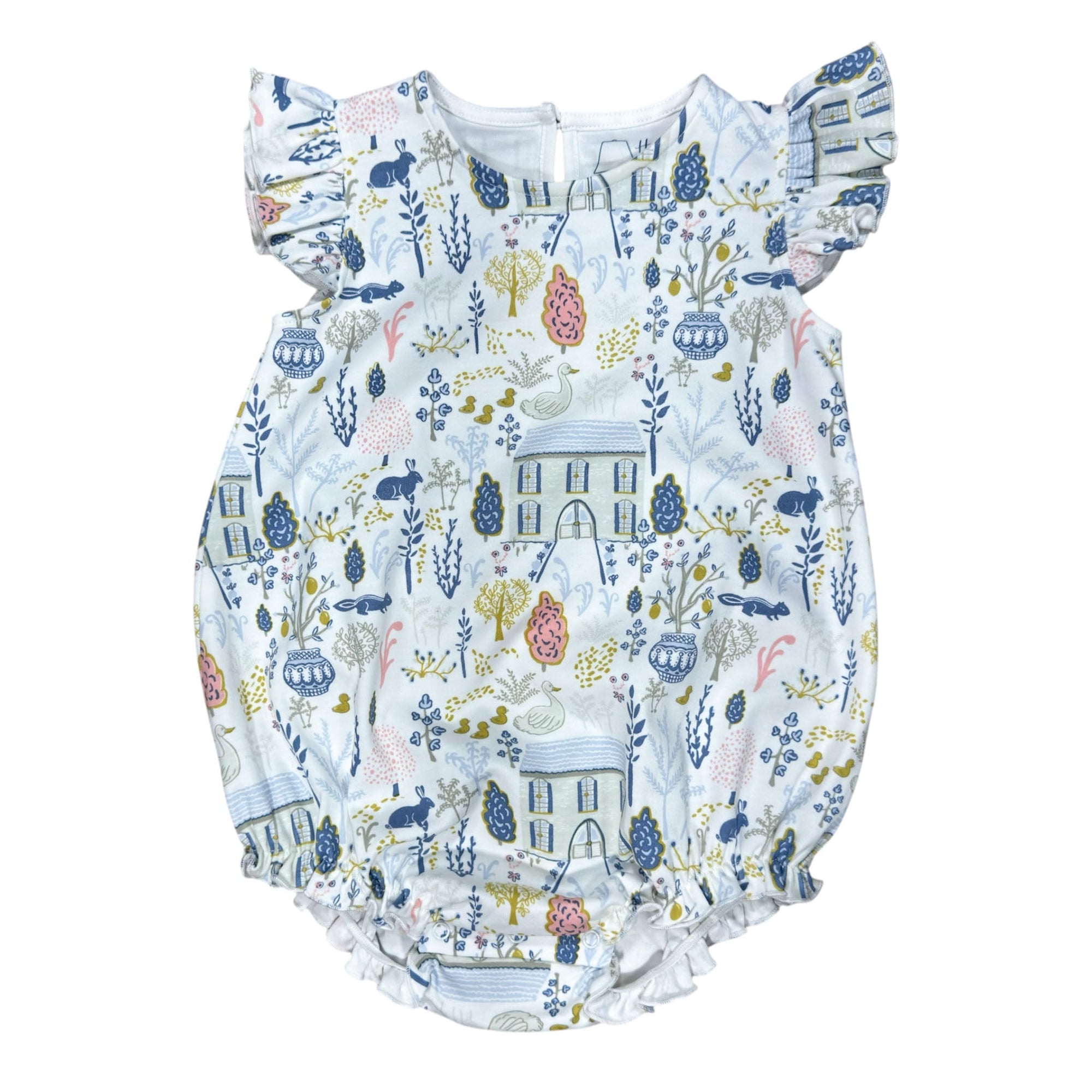 English Countryside girls sleeveless classic bubble featuring charming and playful prints.