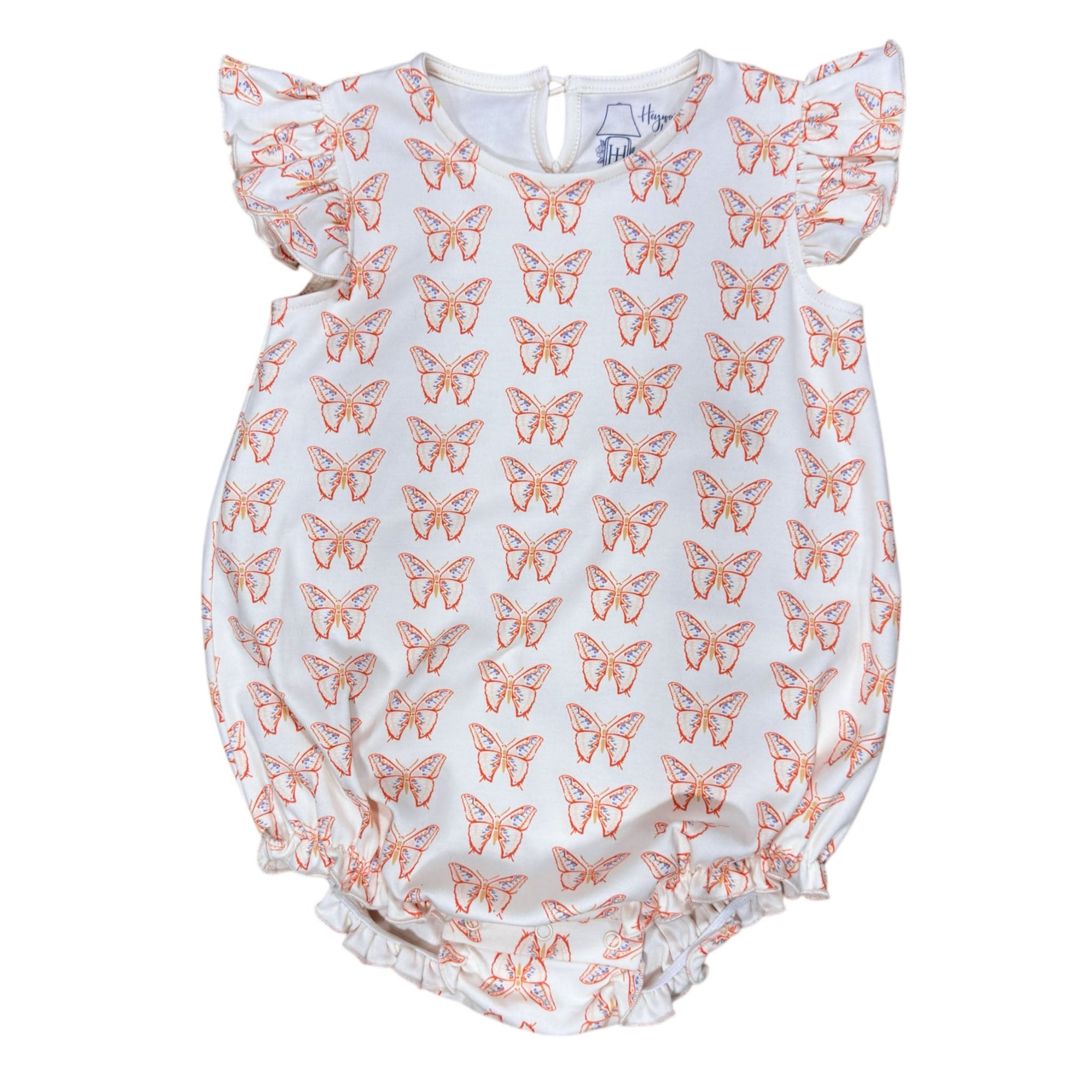 Pink Butterflies girls sleeveless classic bubble featuring charming and playful prints.
