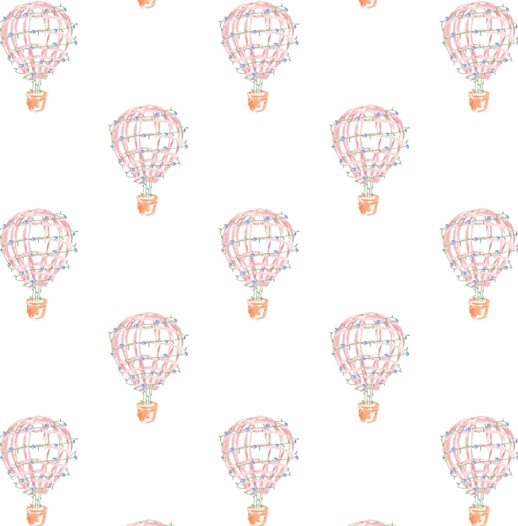 Pink Hot air balloon print with white background