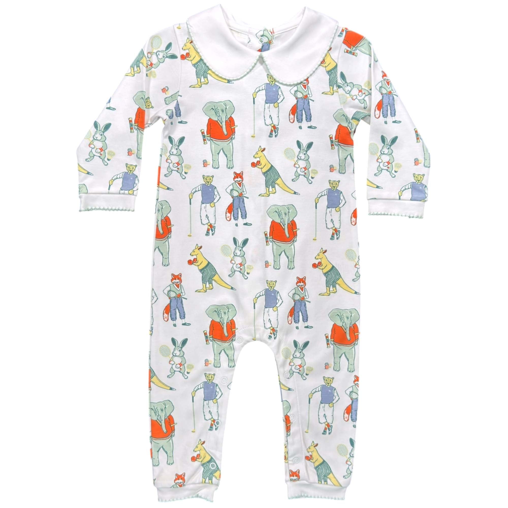 Boys Footless Playsuit with Peter Pan Collar