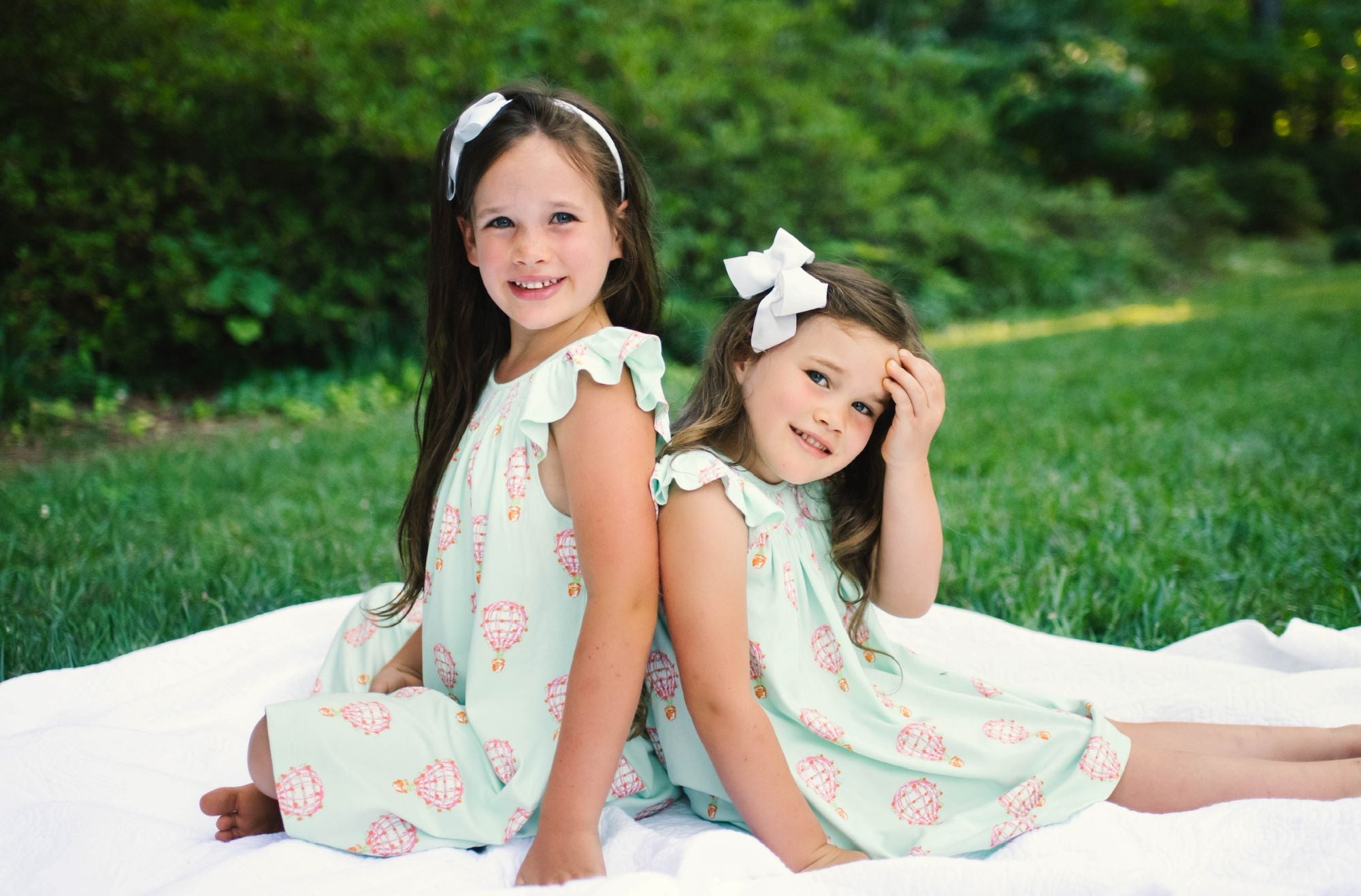 Sisters Playing in Heyward House Hot Air Balloon Dress