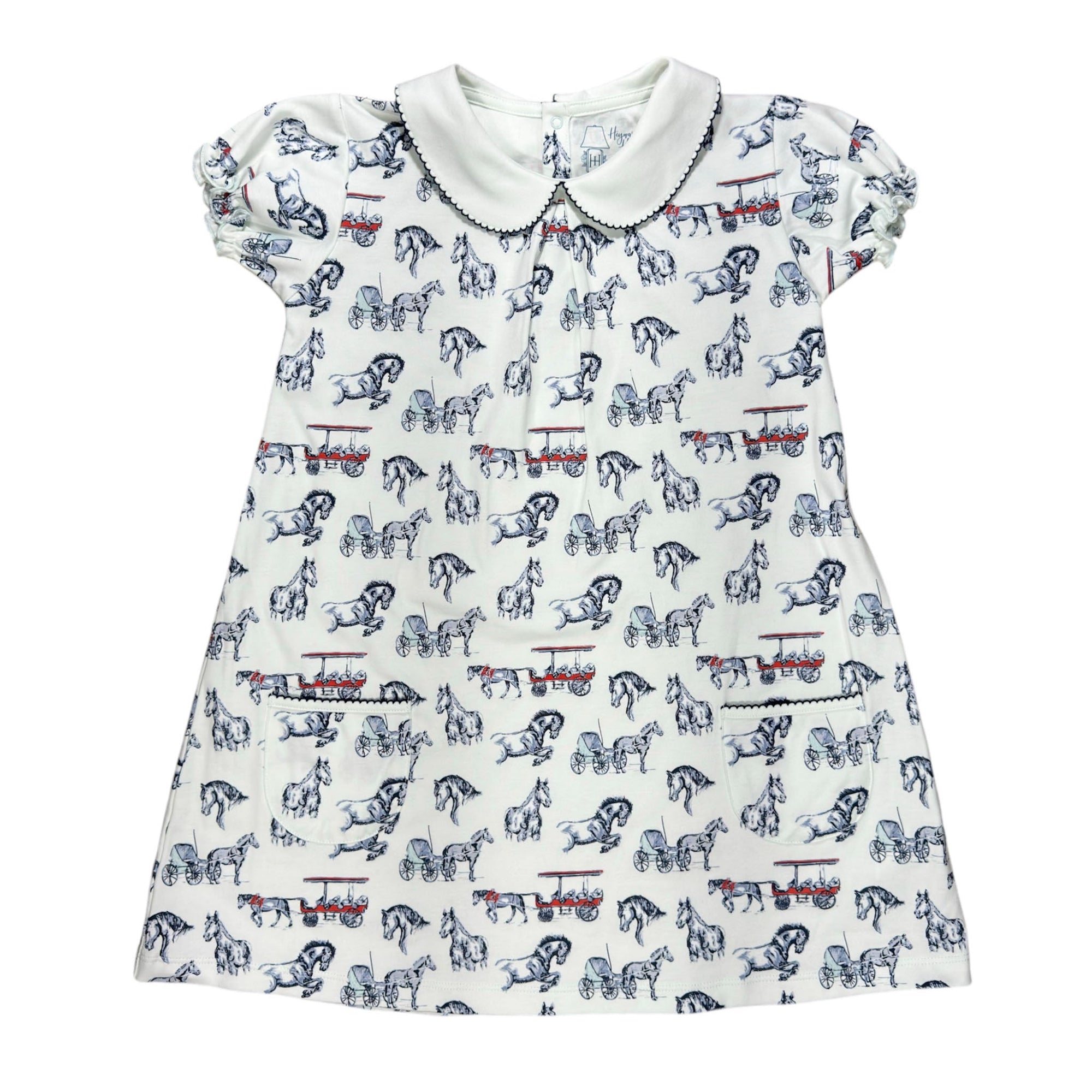 Horse Sketches ss pocket twirl dress featuring charming and playful prints.
