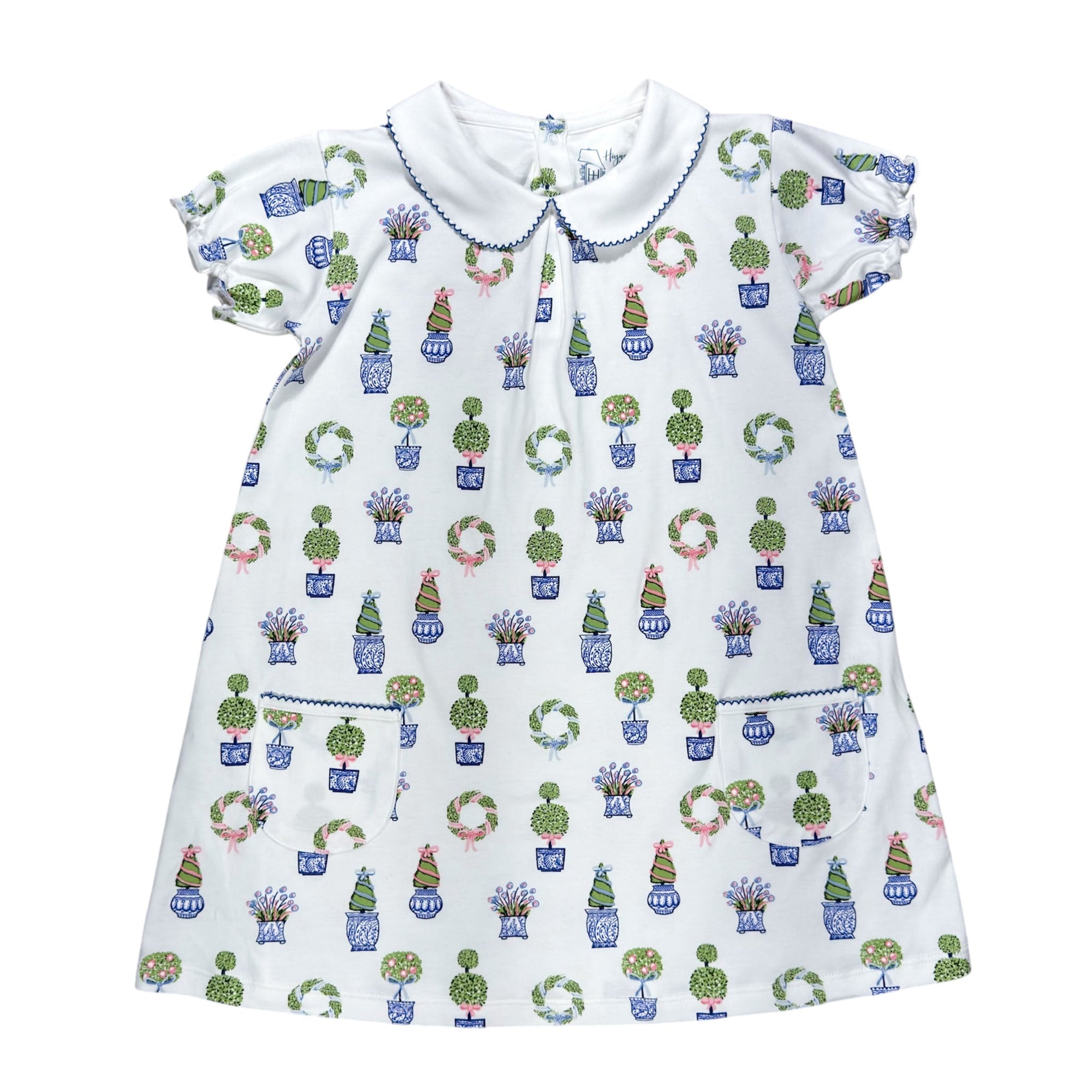 Spring Topiaries ss pocket twirl dress featuring charming and playful prints.
