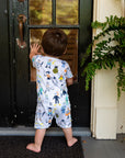 Little Boy Standing at Window in Heyward House Costumes Romper with Short Sleeves