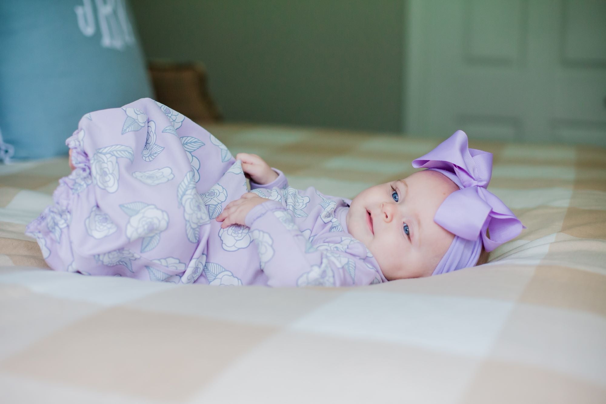Pima Infant Gown with Southern Camellia pattern