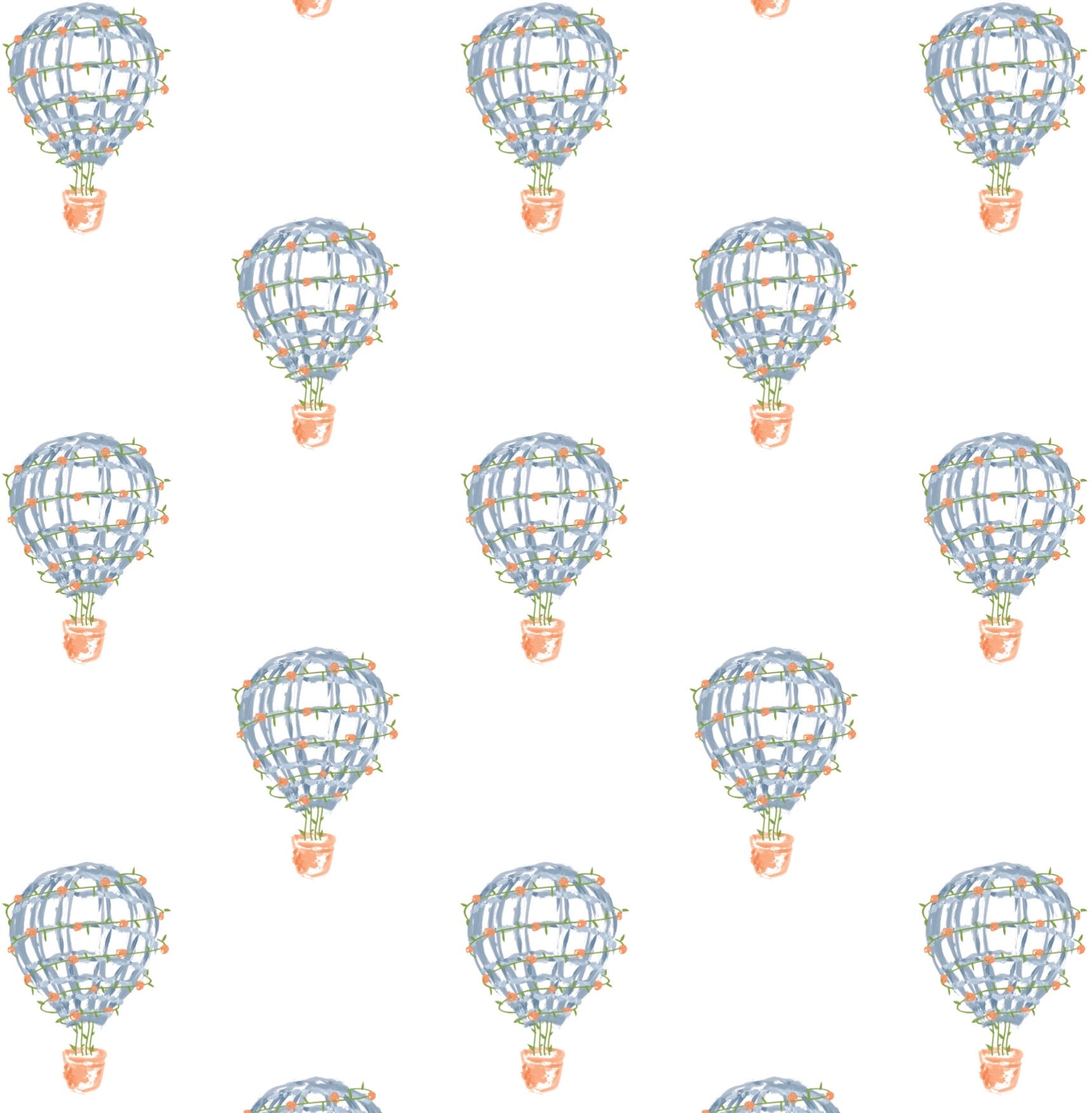 blue hot air balloon print with white background