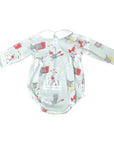 back of Classic equestrian horse print on soft pima cotton long sleeve bubble
