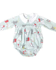 Classic equestrian horse print on soft pima cotton long sleeve bubble front