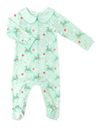 boys playsuit with retro reindeer print with beautiful picot on collar and sleeves