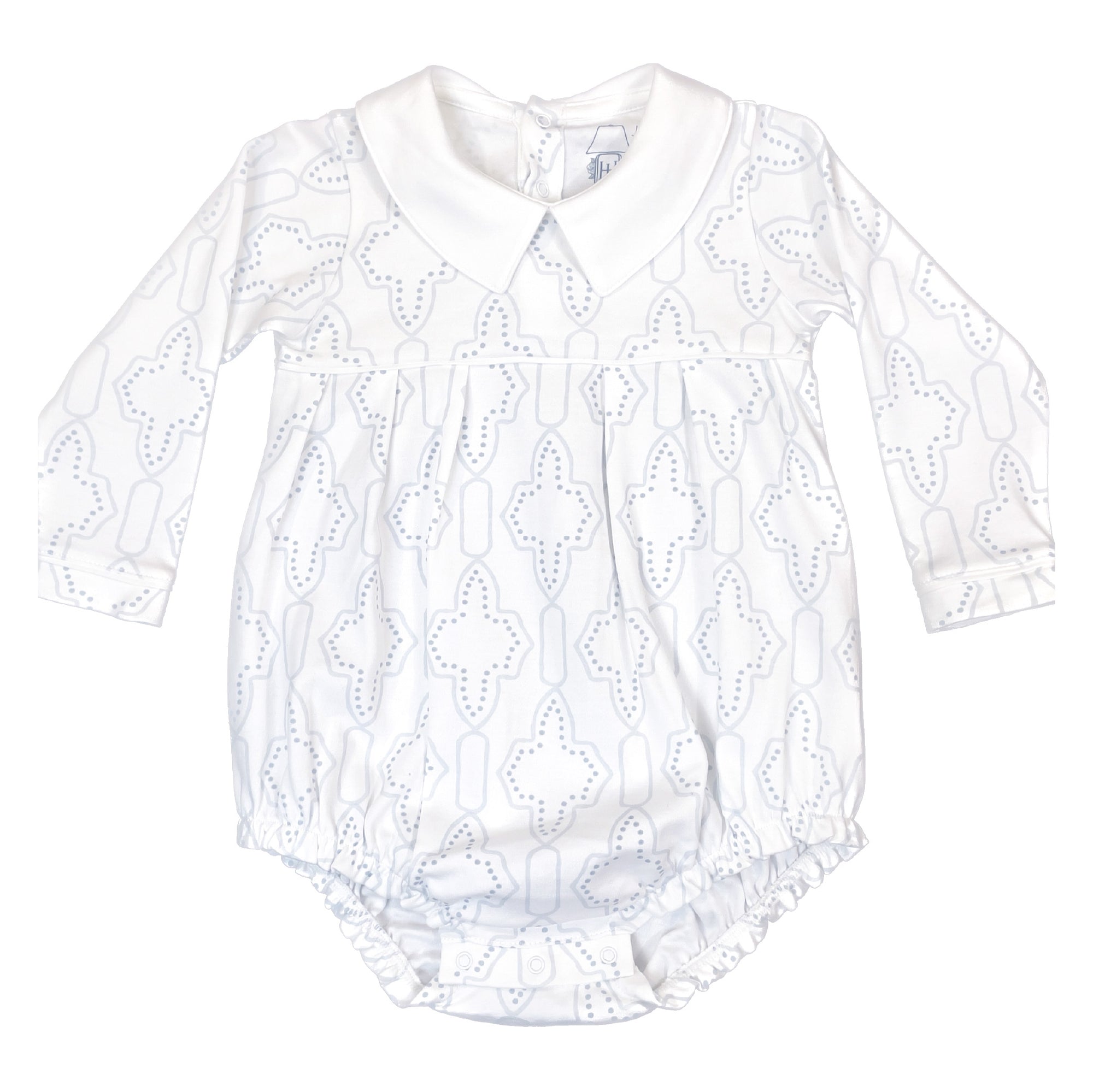 Heyward House Blue Lattice Long Sleeve Bubble Front