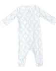 soft pima cotton footed pj with blue lattice print by Heyward House back view