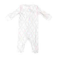 Back of Pink Lattice pattern on footed pajama by Heyward House front