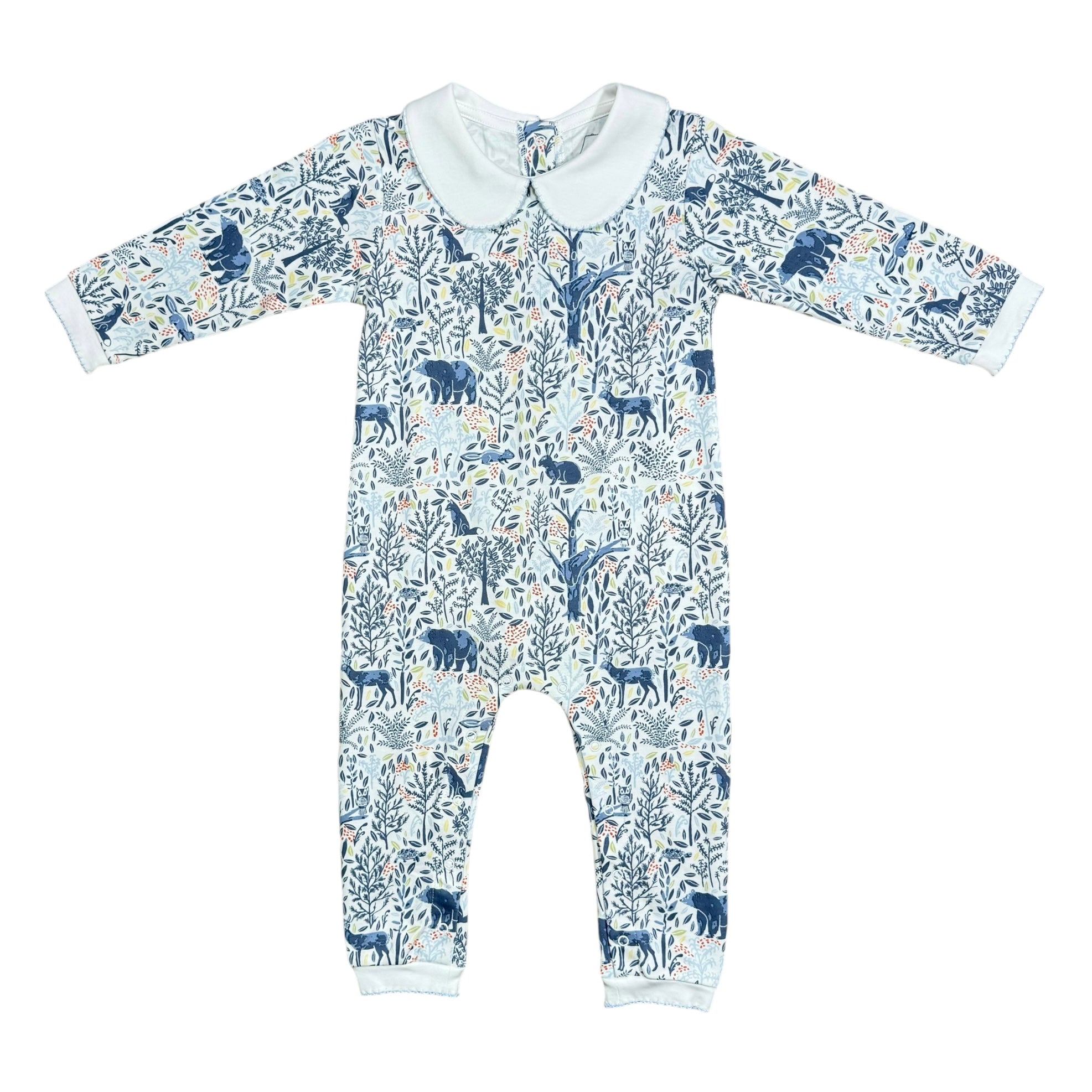 Boys Footless Playsuit with Peter Pan Collar