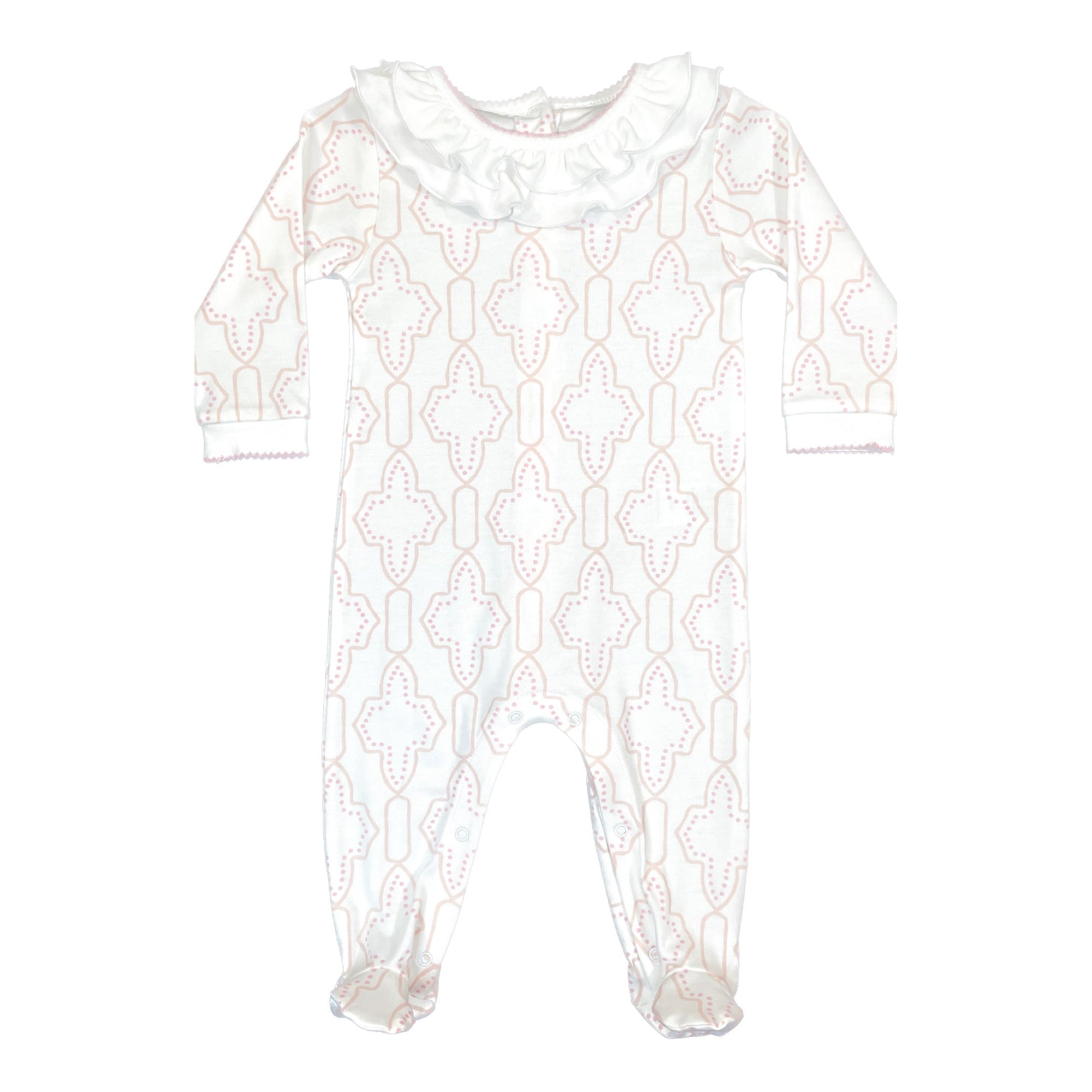 Heyward House Pink Lattice Ruffled Playsuit Front