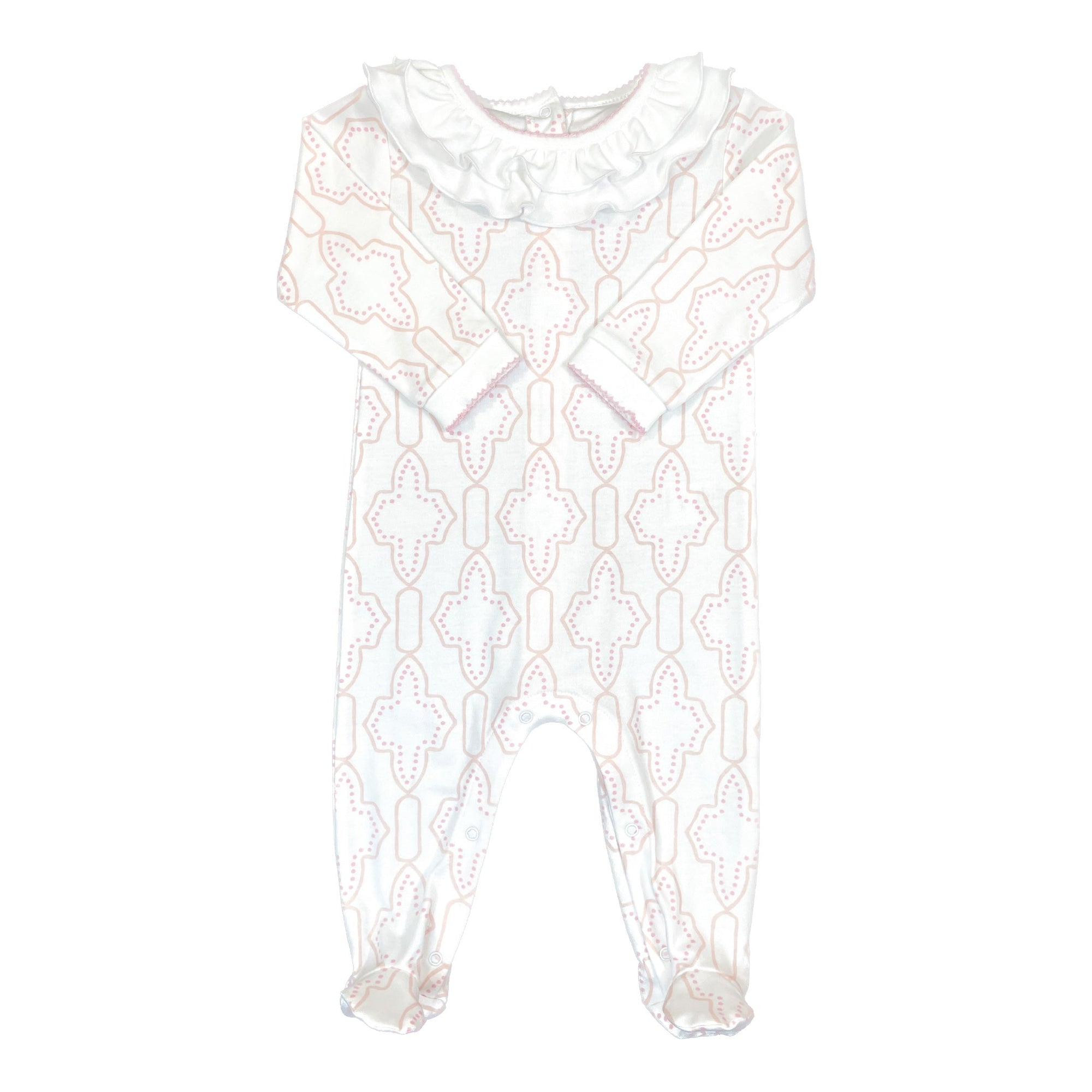 Heyward House Pink Lattice Ruffled Playsuit Front