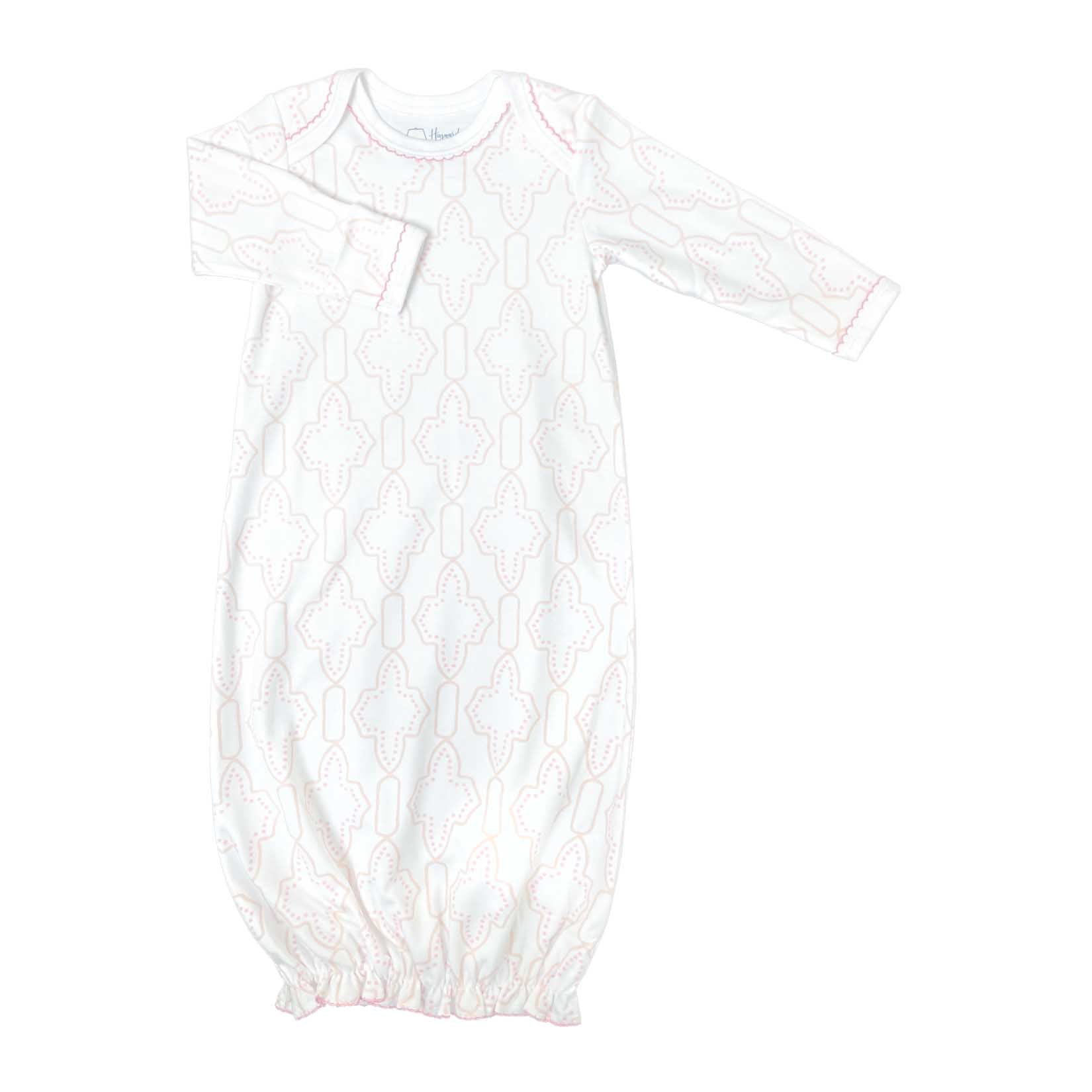Pima Infant Gown with Pink Lattice pattern Heyward House
