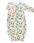 Pink gown with Christmas Holly pattern made with pima cotton