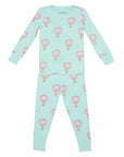 Light pink-two piece pajama set with hot air balloon pattern made with pima cotton