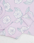 Pink gown with camellia flower pattern with scratch guard detail
