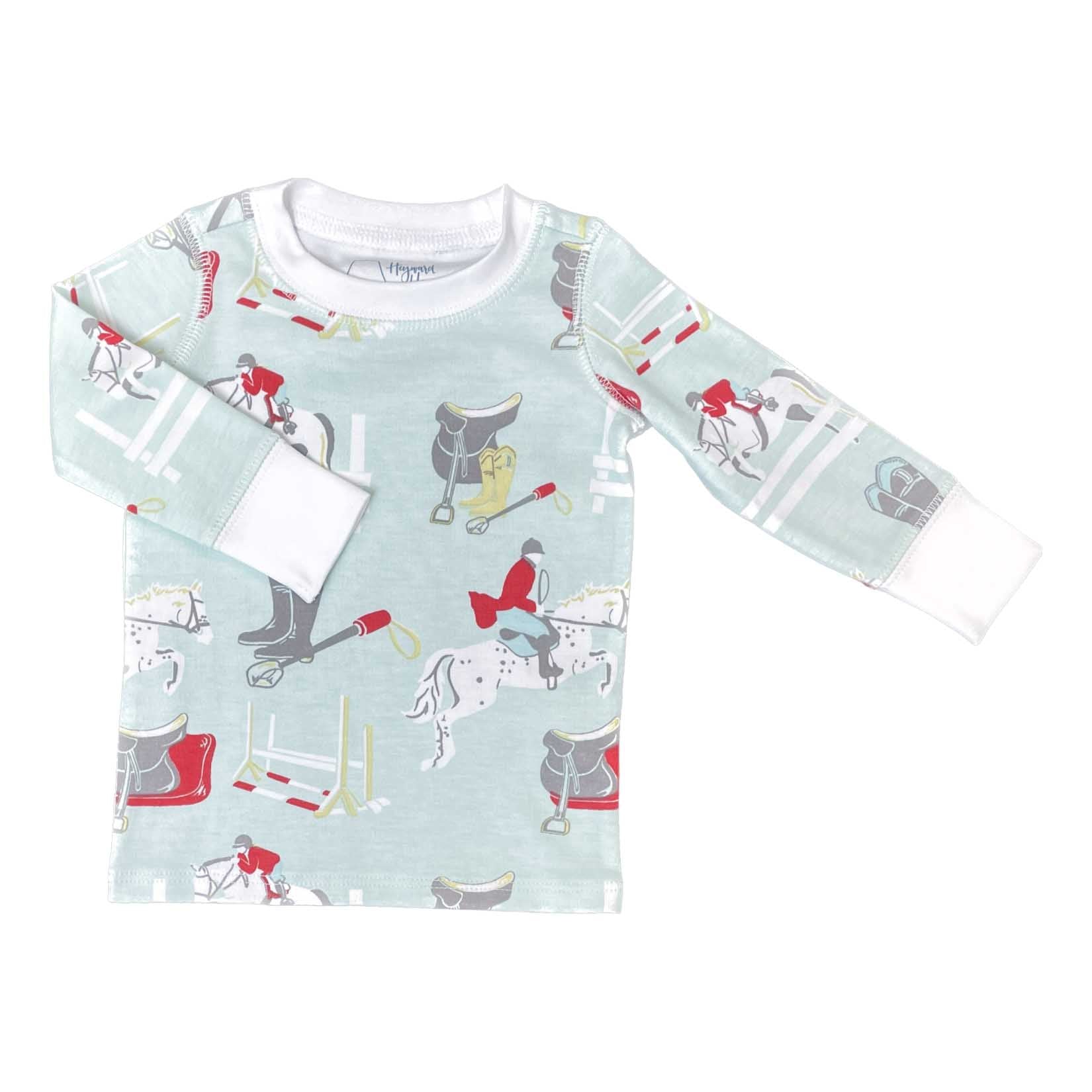2 piece pajama set with equestrian horse print by Heyward House shirt view