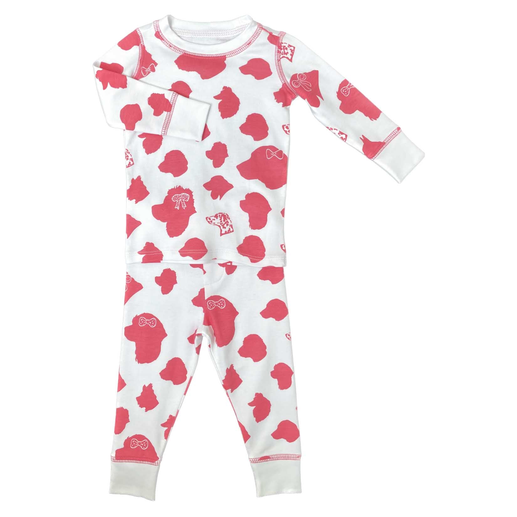 front set of pink dog pajamas made of soft pima cotton designed by Heyward House