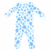White footed pajama with dog silhouettes pattern made in pima cotton