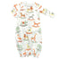 Sleeper gown with animal print on a white background