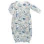 Baby gown with forest animal pattern on a white background