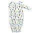 Baby gown with Christmas-themed potted plant pattern on a white background