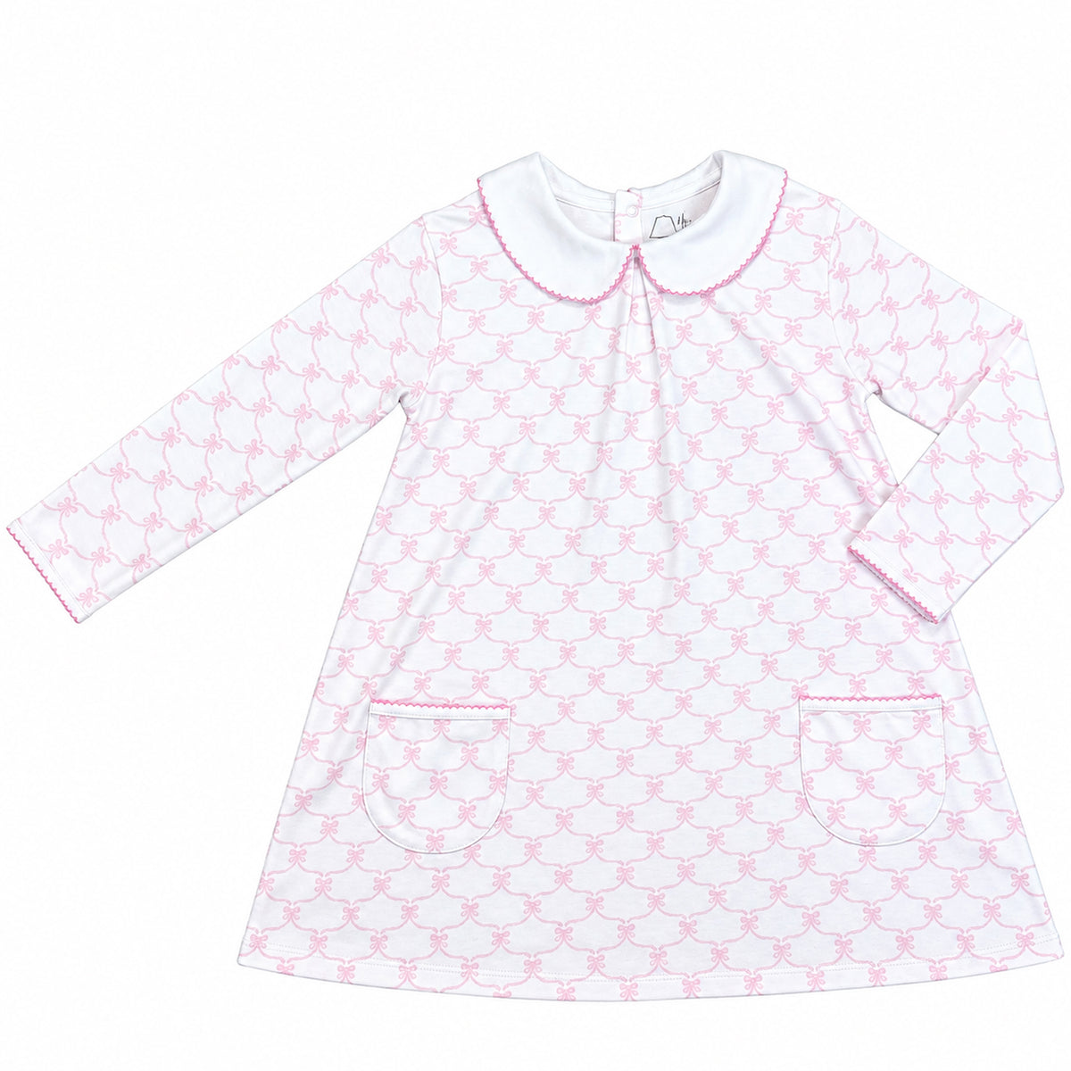 Heyward House Pink Ribbons Long Sleeve Pocket Twirl Dress product photo
