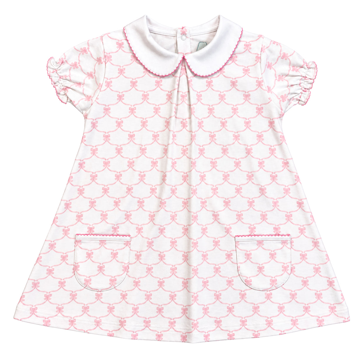 Heyward House Pink Ribbons Short Sleeve Pocket Twirl Dress product photo