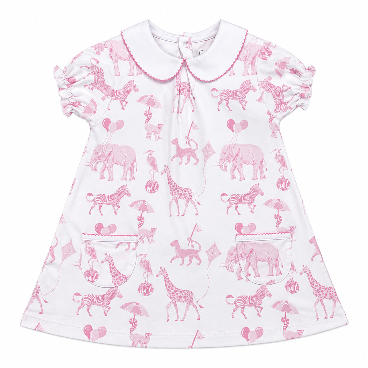 Heyward House Pink Bubblegum Safari Short Sleeve Pocket Twirl Dress product photo