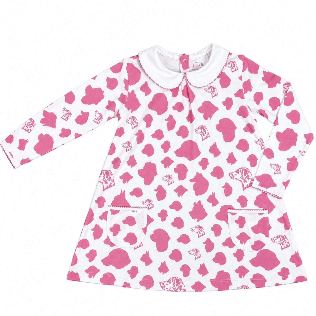 Heyward House Pink Bubblegum Dogs Long Sleeve Pocket Twirl Dress product photo