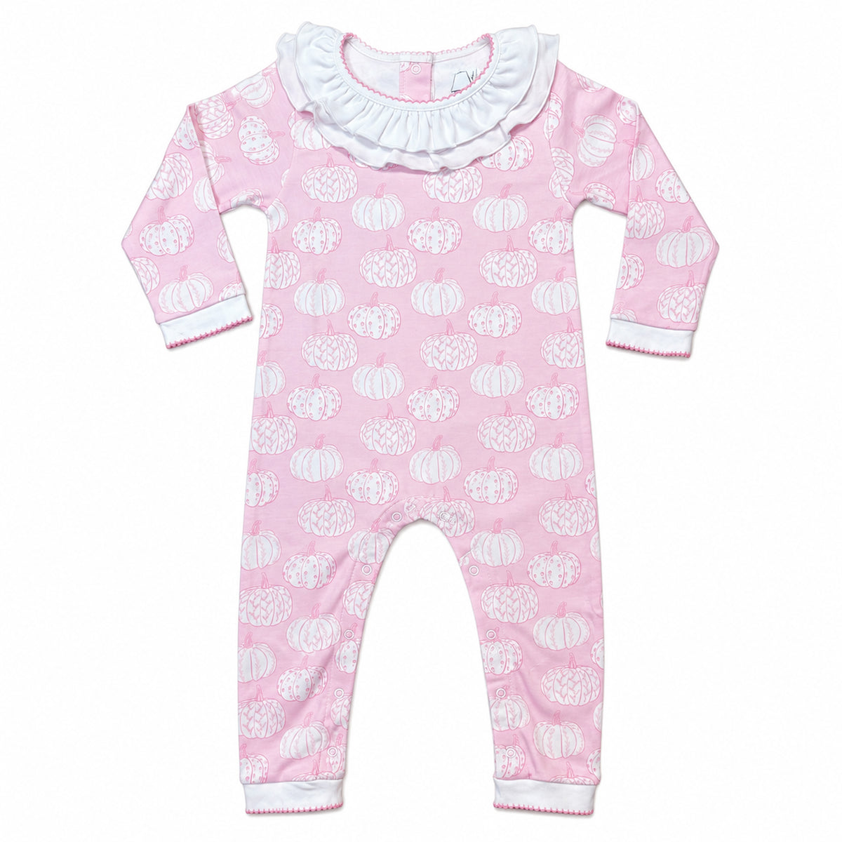Heyward House Pretty Pink Pumpkins Girls Ruffle Collar Playsuit product photo