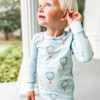 Little Boy Wearing Heyward House 2 piece Pajama 