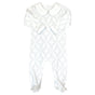 Blue Lattice Boys Playsuit in Lattice Pattern with Peter Pan Collar Front