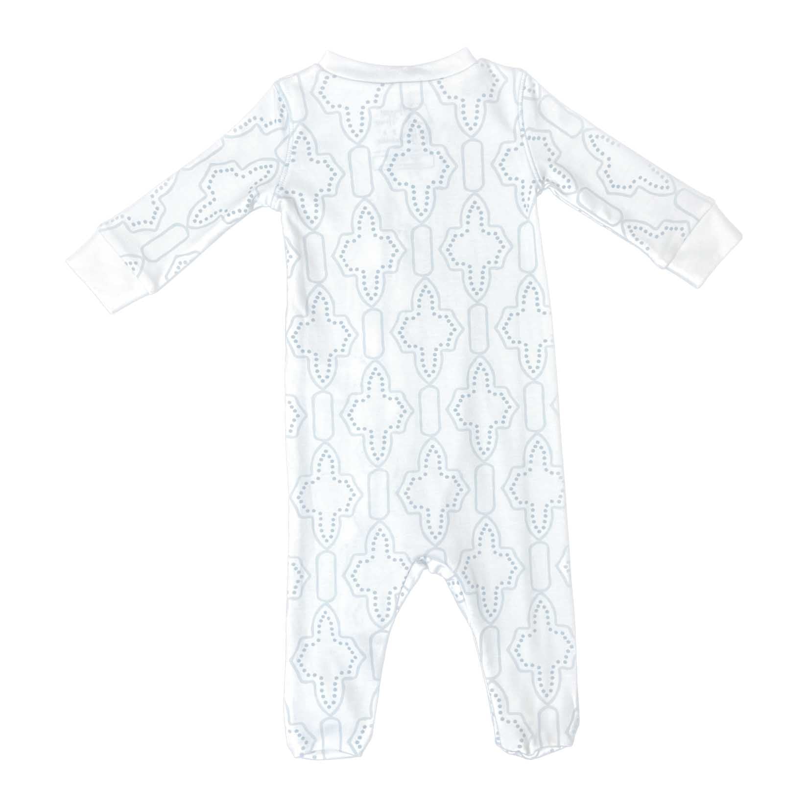 soft pima cotton footed pj with blue lattice print by Heyward House back view