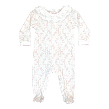 Heyward House Pink Lattice Ruffled Playsuit Front