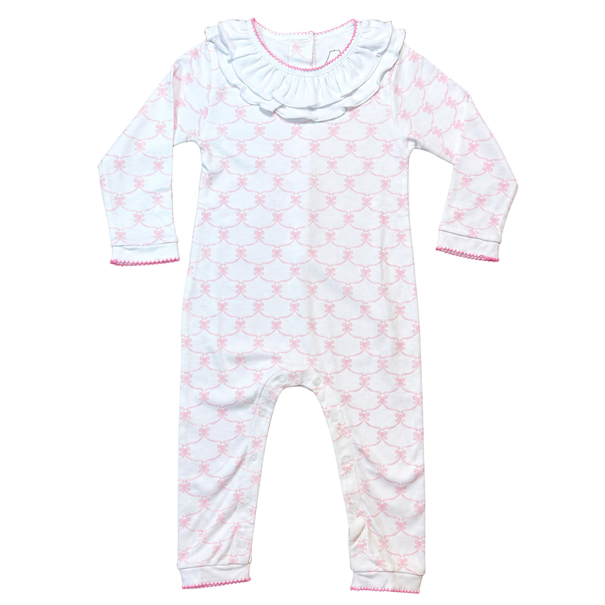 Heyward House Pink Ribbons Girls Ruffle Collar Playsuit product photo