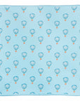 Light blue blanket with hot air balloon pattern made in pima cotton