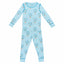 Light blue two-piece pajama set with hot air balloon pattern made in pima cotton