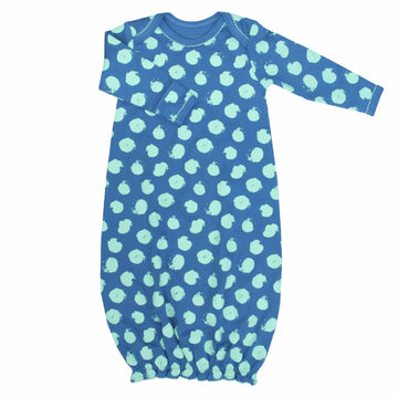 Blue gown with light blue polka dot pattern made with pima cotton