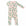 Light pink footed pajama with vintage-inspired Christmas holly pattern made in pima cotton