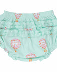 back view pink girls bloomer with hot air balloon pattern made in pima cotton