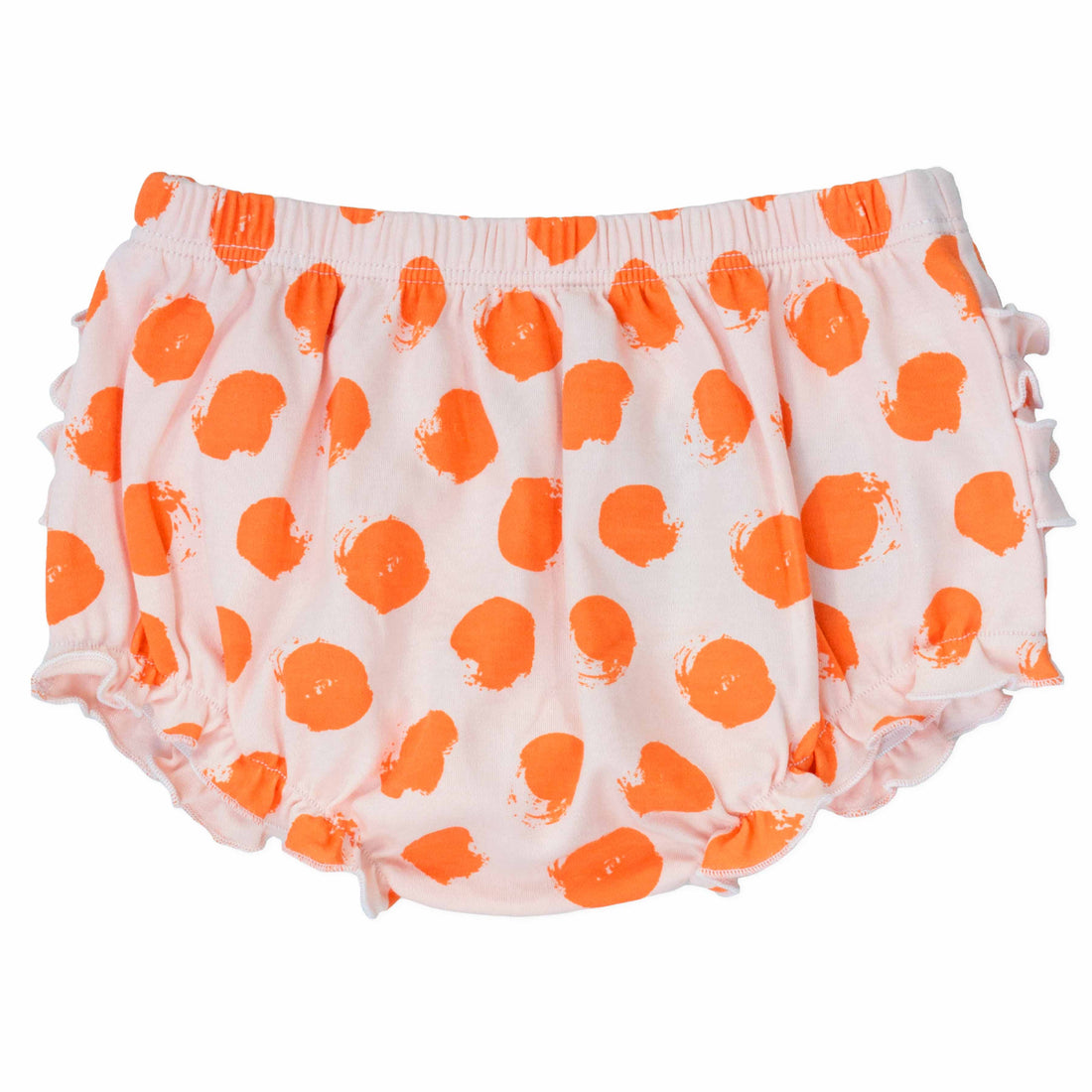 pink girls bloomer with orange dots pattern made in pima cotton
