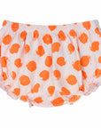 pink girls bloomer with orange dots pattern made in pima cotton