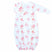 White infant gown with pink baby carriage pram pattern made in pima cotton
